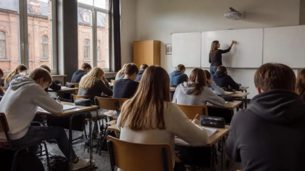 Leerlingen geconcentreerd in de klas, zonder smartphone op de bank